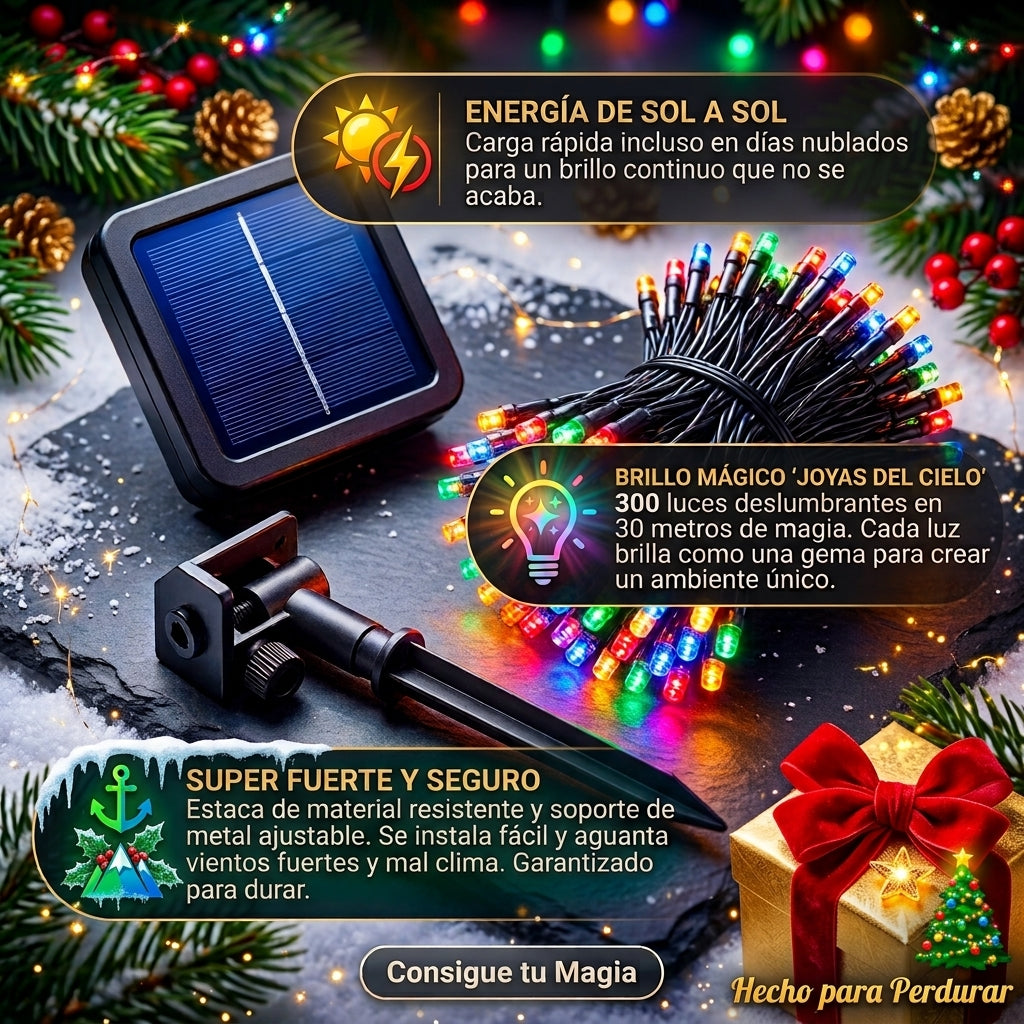 Luces Navideñas con Panel Solar 30 Metros